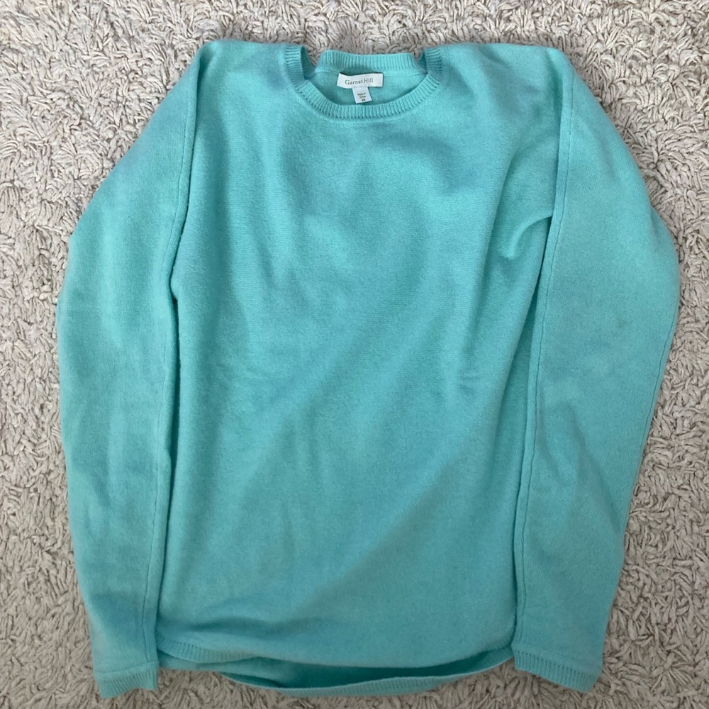 Garnet Hill Aqua Cashmere Sweater
